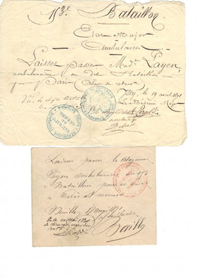 Laisser-passer pour Alix Milliet, 19 avril 1871